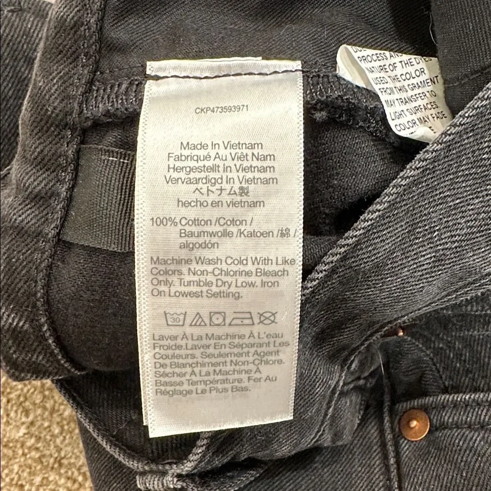 Madewell Black Kent Wash Low Slung Straight 100% Cotton Jeans Women Size 29